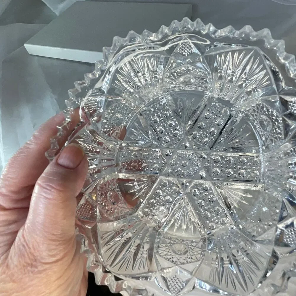 VTG Imperial Glass Nucut pressed glass serving dish.! Hobster & Sawtooth edge pa